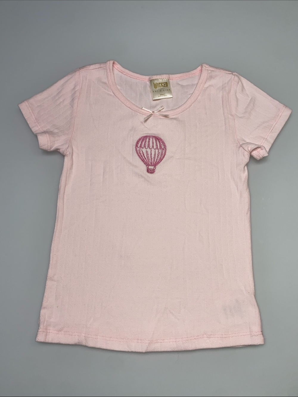 Wicked Katie Kime Girls Pink Baby Tee Hot Air Ballon  6/7